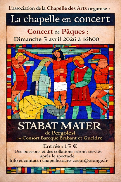 Concert à la chapelle du Sacré Coeur le dimanche 5 avril à 16 h 00