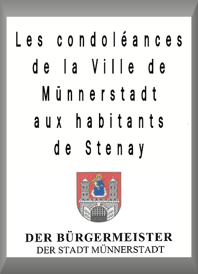 Les condoléances de la ville de Münnerstadt aux habitants de Stenay