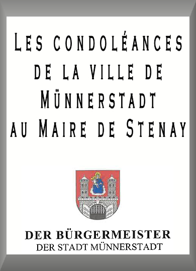 Les condoléances de la ville de Münnerstadt au maire de Stenay